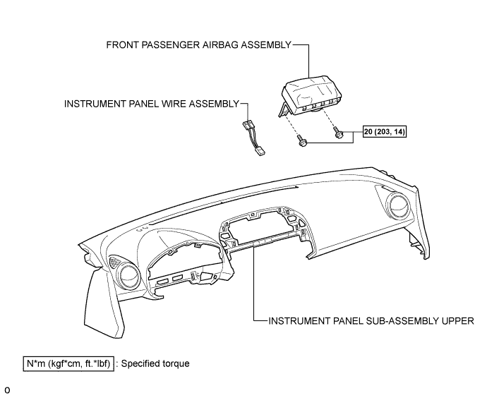 Toyota Rav4. Aca30, 33, 38 Gsa33 Zsa30, 35.Supplemental Restraint System.Airbag System.Front Passenger Airbag Assembly  Components